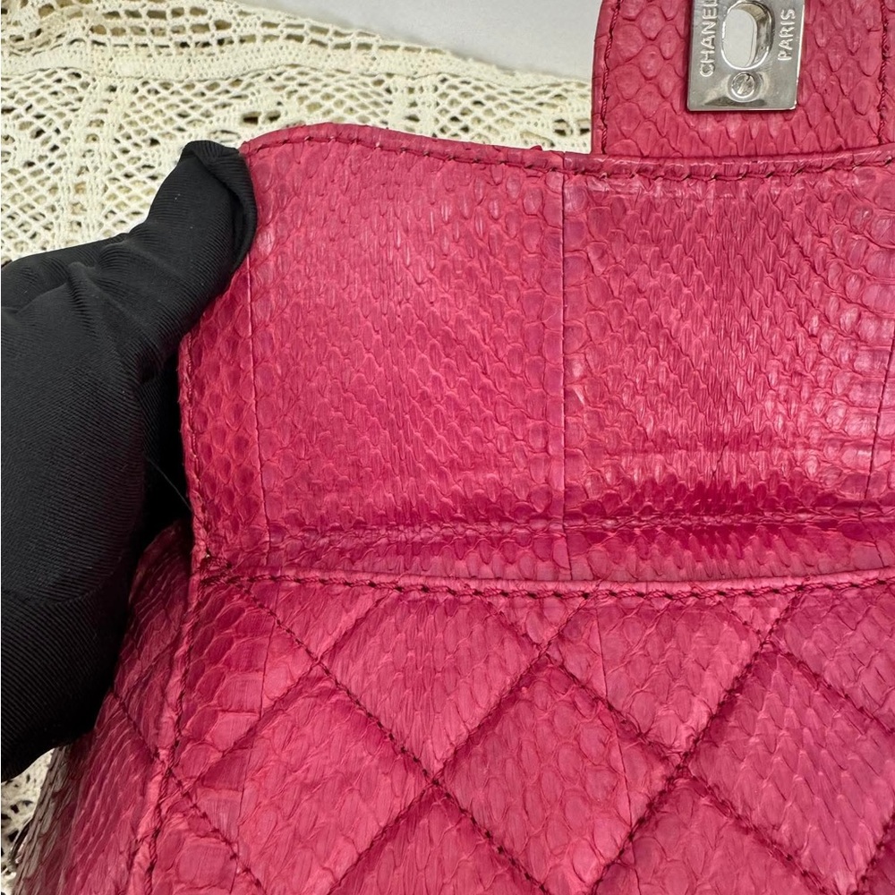 Chanel Red Python Quilted Classic Shoulder Bag - Picture 10 of 16